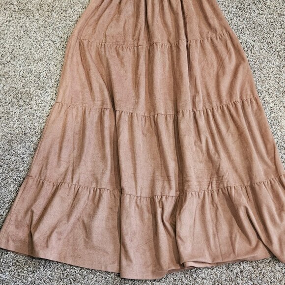Faux Suede Tiered Cinnamon Dress - M/L - Picture 2 of 4